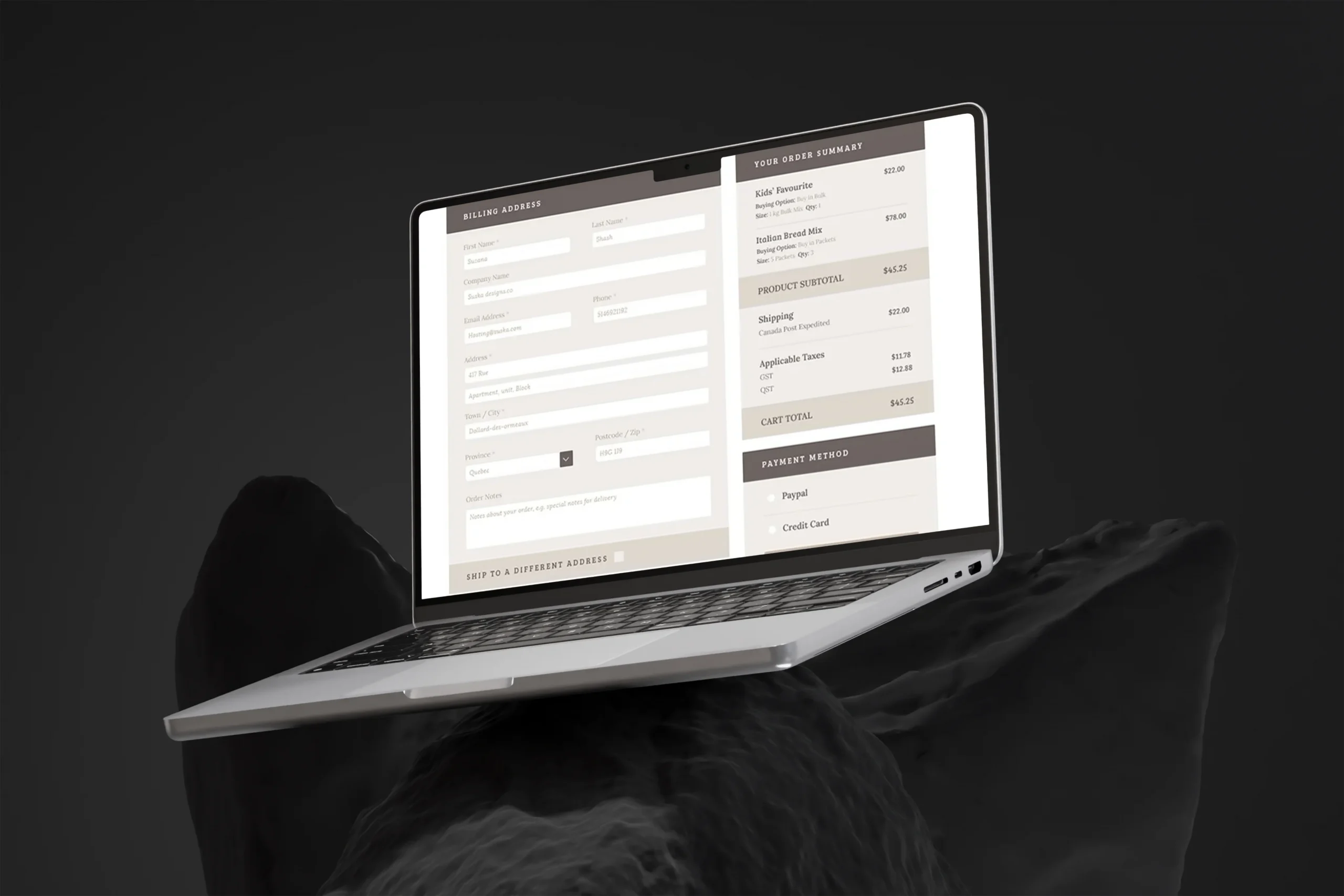 Bakery order admin on laptop